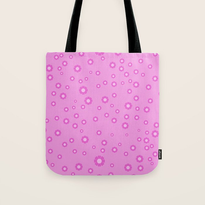 Pink 1970s Inspired Mini Daisies Ditsy Pattern Tote Bag Gallery Image 1