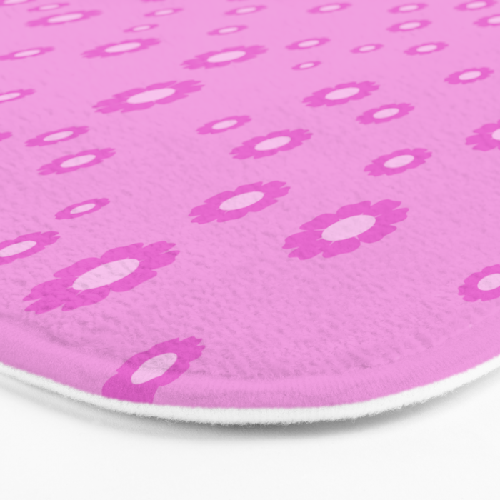Pink 1970s Inspired Mini Daisies Ditsy Pattern Bath Mat Gallery Image 3
