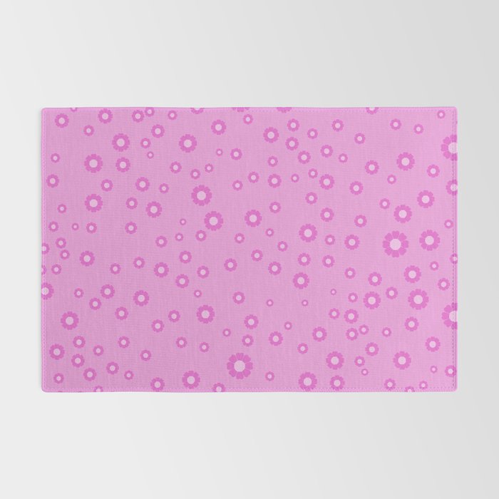 Pink 1970s Inspired Mini Daisies Ditsy Pattern Rug Gallery Image 2