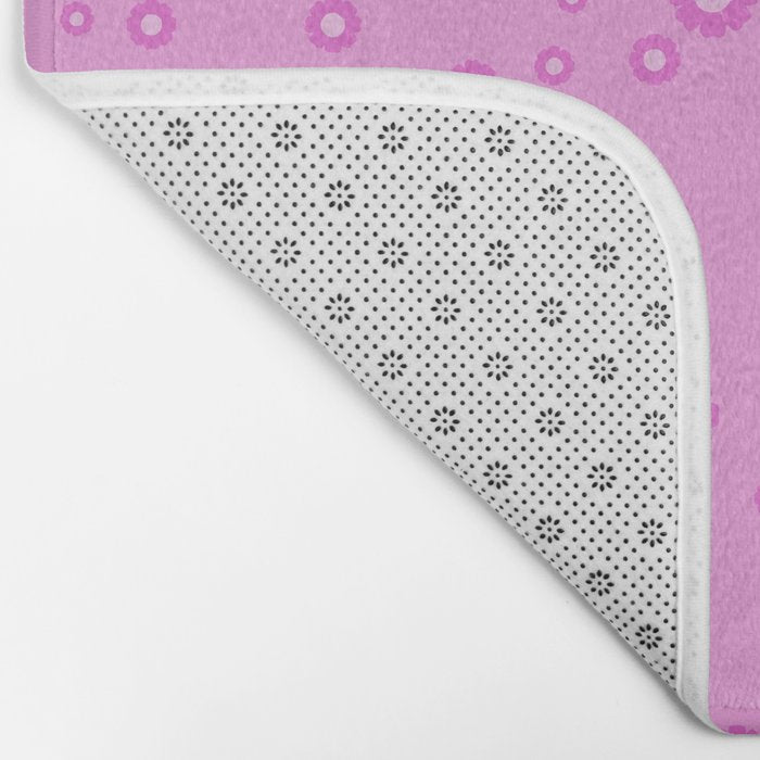 Pink 1970s Inspired Mini Daisies Ditsy Pattern Bath Mat Gallery Image 2