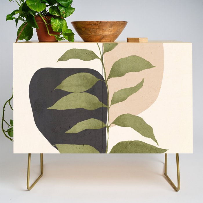 Abstract Art Tropical Leaf 21 Credenza Gallery Image 1