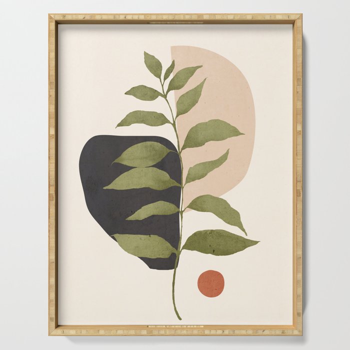 Abstract Art Tropical Leaf 21 Serving Tray Gallery Image 1
