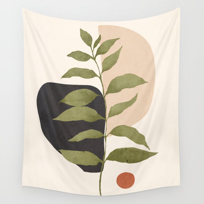 Abstract Art Tropical Leaf 21 Wall Tapestry Gallery Image 4