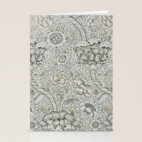 William Morris Wandle Grey Stone Vintage Pattern Stationery Card Gallery Image 2