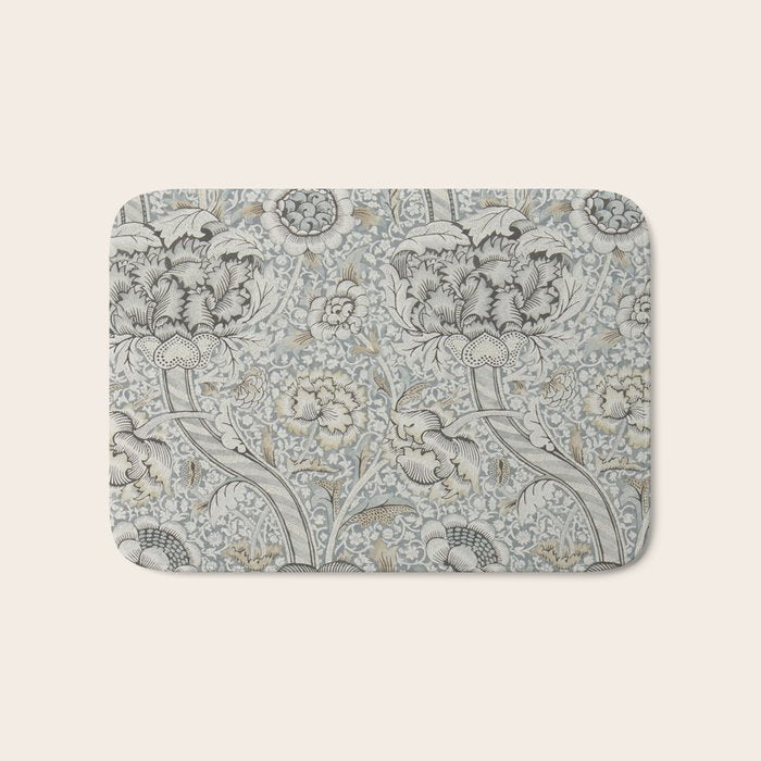 William Morris Wandle Grey Stone Vintage Pattern Bath Mat Gallery Image 1