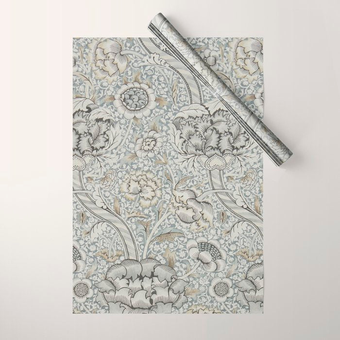 William Morris Wandle Grey Stone Vintage Pattern Wrapping Paper Gallery Image 1