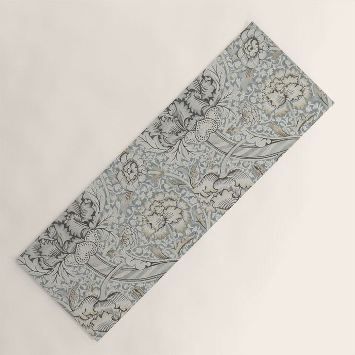 William Morris Wandle Grey Stone Vintage Pattern Yoga Mat Gallery Image 1