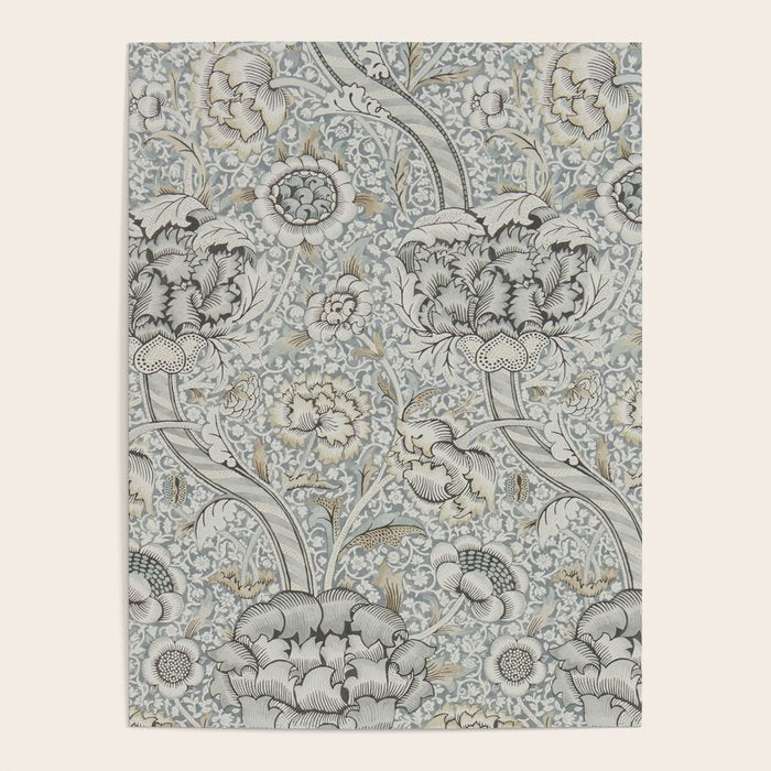 William Morris Wandle Grey Stone Vintage Pattern Poster Gallery Image 1