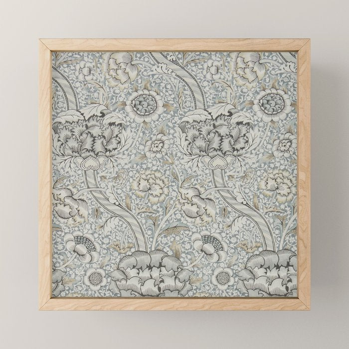 William Morris Wandle Grey Stone Vintage Pattern Mini Art Print