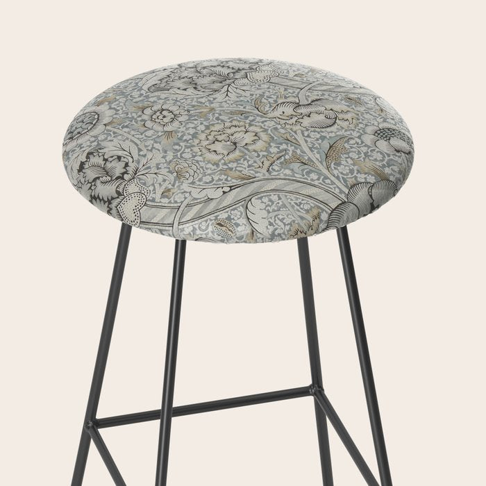 William Morris Wandle Grey Stone Vintage Pattern Stool Gallery Image 2