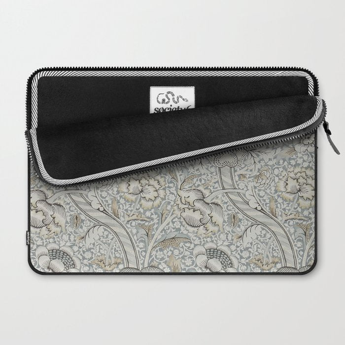 William Morris Wandle Grey Stone Vintage Pattern Laptop Sleeve Gallery Image 2