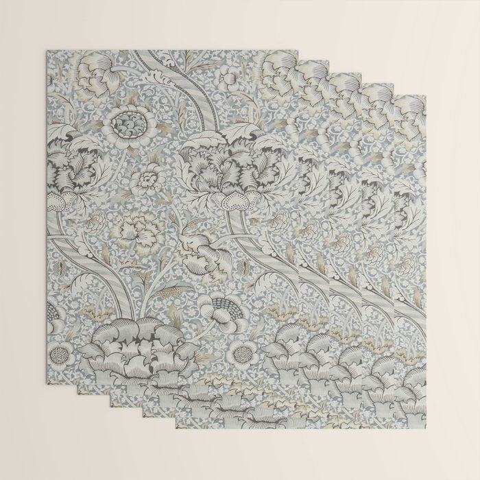 William Morris Wandle Grey Stone Vintage Pattern Wrapping Paper Gallery Image 3