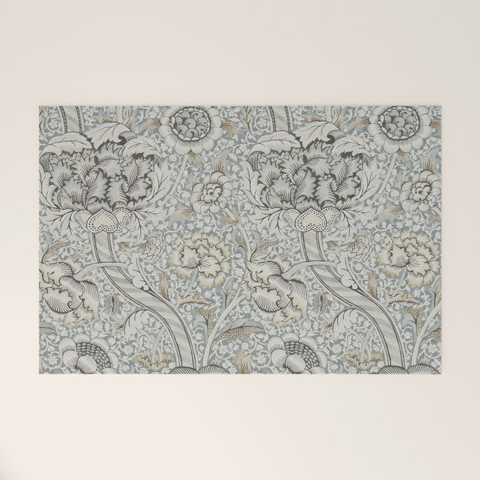 William Morris Wandle Grey Stone Vintage Pattern Welcome Mat Gallery Image 1