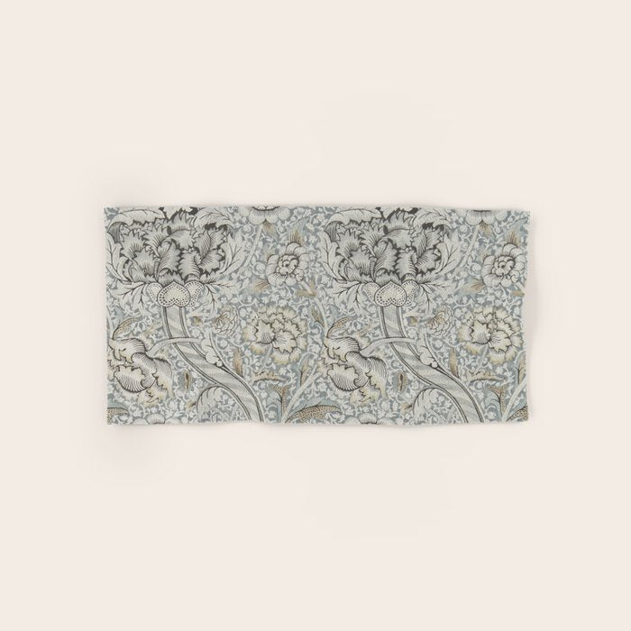 William Morris Wandle Grey Stone Vintage Pattern Bath Towel Gallery Image 1