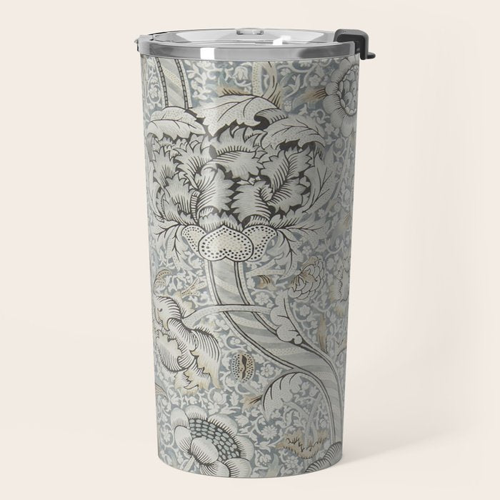 William Morris Wandle Grey Stone Vintage Pattern Travel Mug Gallery Image 2