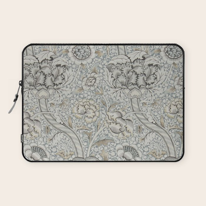 William Morris Wandle Grey Stone Vintage Pattern Laptop Sleeve Gallery Image 1