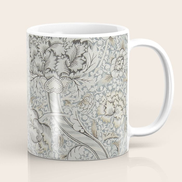 William Morris Wandle Grey Stone Vintage Pattern Coffee Mug Gallery Image 1