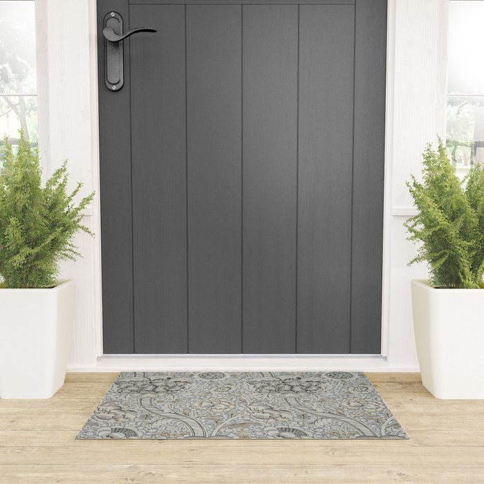 William Morris Wandle Grey Stone Vintage Pattern Welcome Mat Gallery Image 3