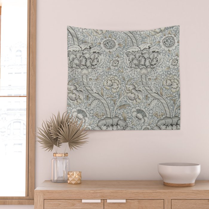 William Morris Wandle Grey Stone Vintage Pattern Wall Tapestry Gallery Image 2