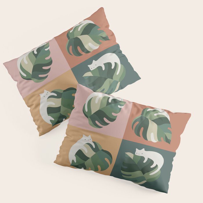 Cat and Leaf 2x2 Pillow Sham Gallery Image 1