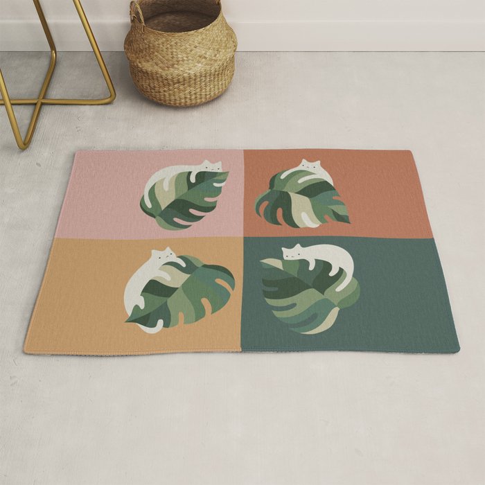 Cat and Leaf 2x2 Rug Gallery Image 1