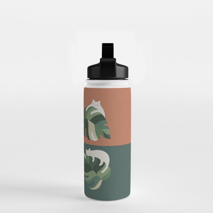 Cat and Leaf 2x2 Water Bottle Gallery Image 2