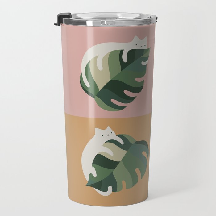 Cat and Leaf 2x2 Travel Mug Gallery Image 3