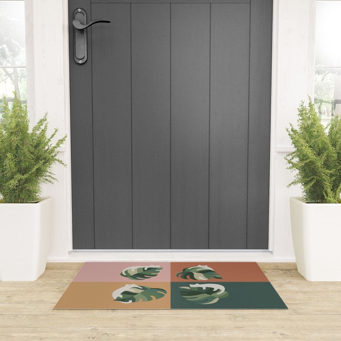 Cat and Leaf 2x2 Welcome Mat Gallery Image 3