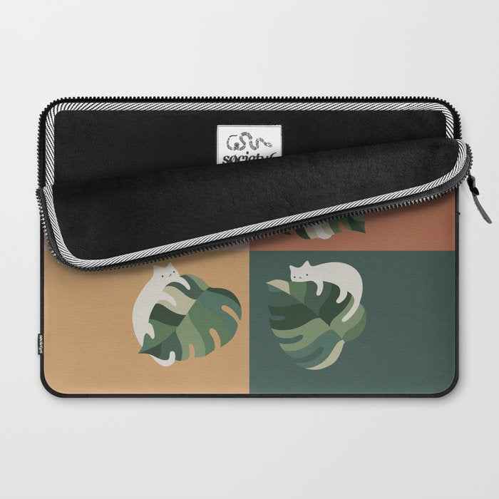 Cat and Leaf 2x2 Laptop Sleeve Gallery Image 2