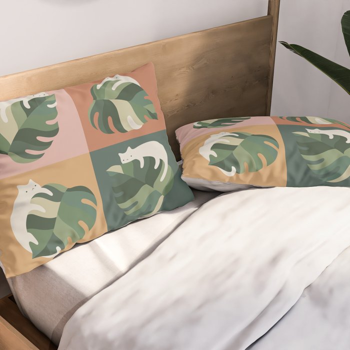 Cat and Leaf 2x2 Pillow Sham Gallery Image 2