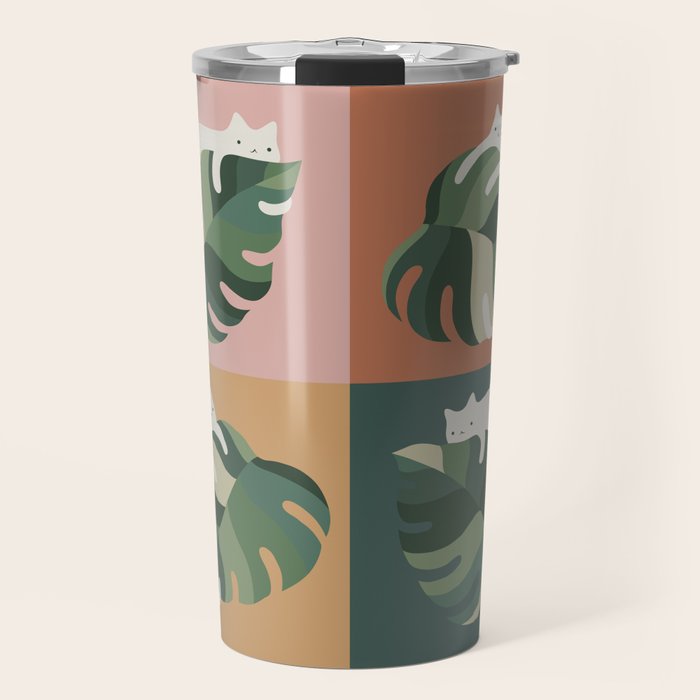 Cat and Leaf 2x2 Travel Mug Gallery Image 1
