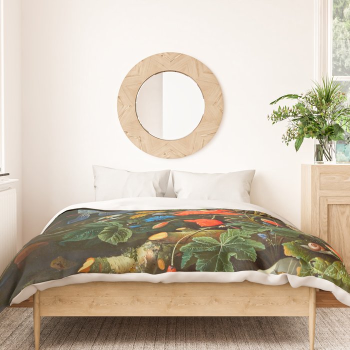Abraham Mignon  Flowers in a Forest Landscape  Duvet Cover Gallery Image 3