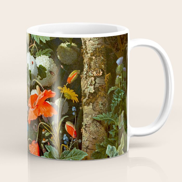Abraham Mignon  Flowers in a Forest Landscape  Coffee Mug Gallery Image 1