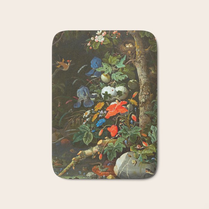Abraham Mignon  Flowers in a Forest Landscape  Bath Mat Gallery Image 1
