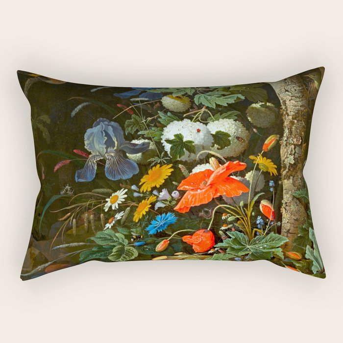 Abraham Mignon  Flowers in a Forest Landscape  Rectangular Pillow Gallery Image 1