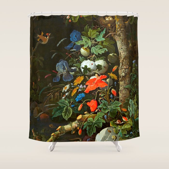 Abraham Mignon  Flowers in a Forest Landscape  Shower Curtain Gallery Image 1