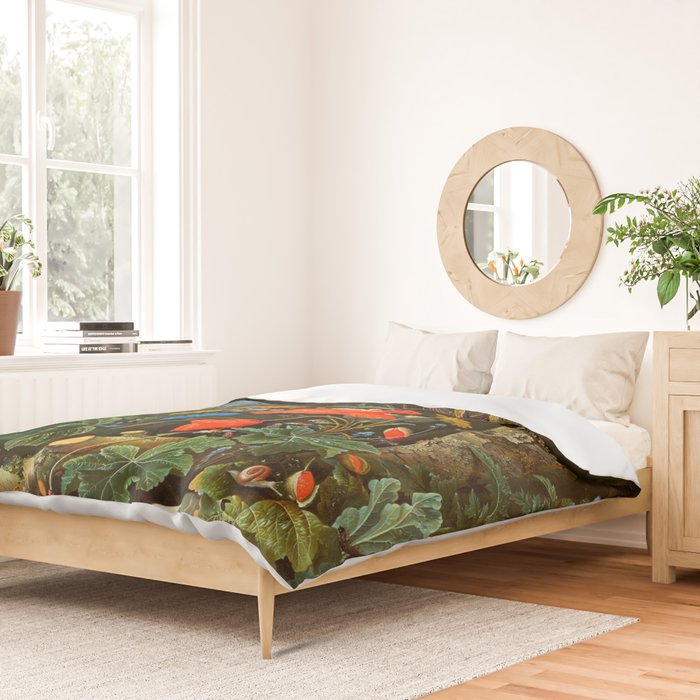 Abraham Mignon  Flowers in a Forest Landscape  Duvet Cover Gallery Image 2