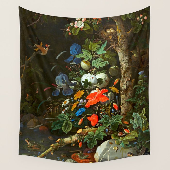 Abraham Mignon  Flowers in a Forest Landscape  Wall Tapestry Gallery Image 4