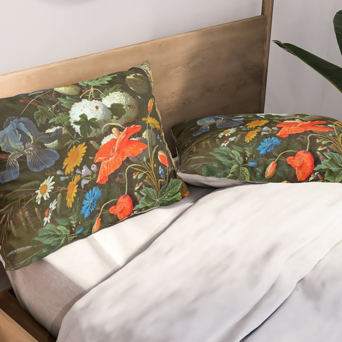 Abraham Mignon  Flowers in a Forest Landscape  Pillow Sham Gallery Image 2