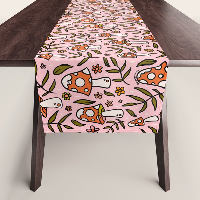 Winter Mushroom Print Table Runner Gallery Image 1