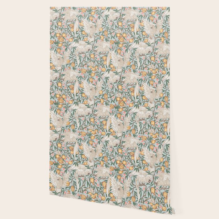 Walter Crane Parakeets Arts & Crafts Design Pale Blue Wallpaper Gallery Image 2