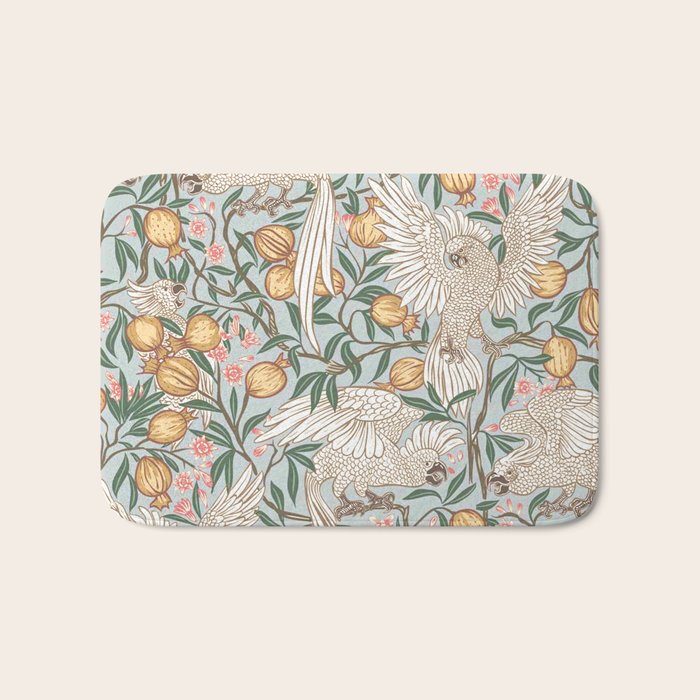 Walter Crane Parakeets Arts & Crafts Design Pale Blue Bath Mat Gallery Image 1