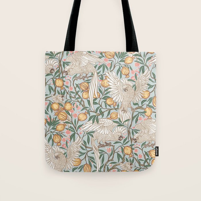 Walter Crane Parakeets Arts & Crafts Design Pale Blue Tote Bag Gallery Image 1