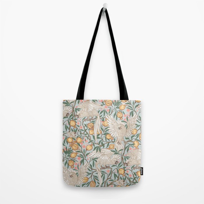Walter Crane Parakeets Arts & Crafts Design Pale Blue Tote Bag Gallery Image 2