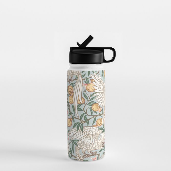 Walter Crane Parakeets Arts & Crafts Design Pale Blue Water Bottle Gallery Image 1
