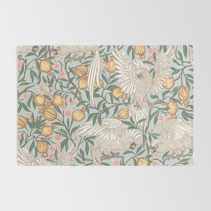 Walter Crane Parakeets Arts & Crafts Design Pale Blue Rug Gallery Image 2