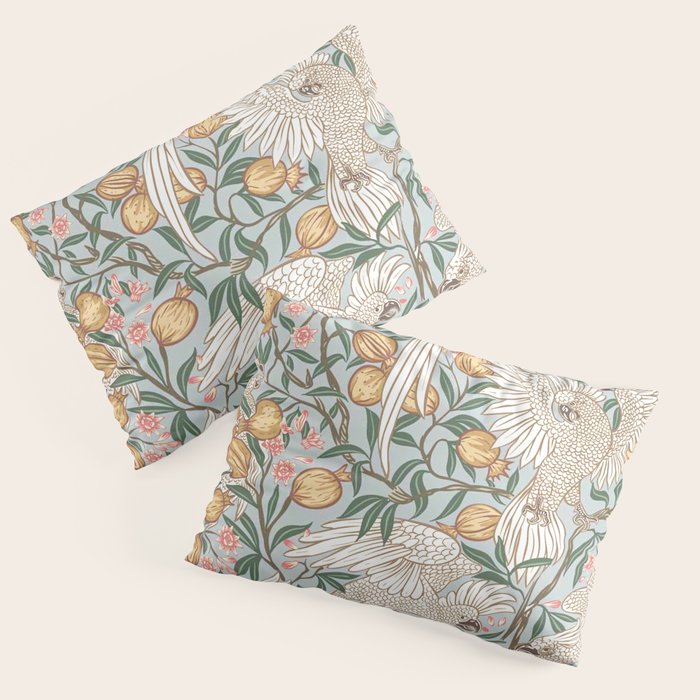 Walter Crane Parakeets Arts & Crafts Design Pale Blue Pillow Sham Gallery Image 3