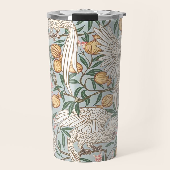 Walter Crane Parakeets Arts & Crafts Design Pale Blue Travel Mug Gallery Image 1