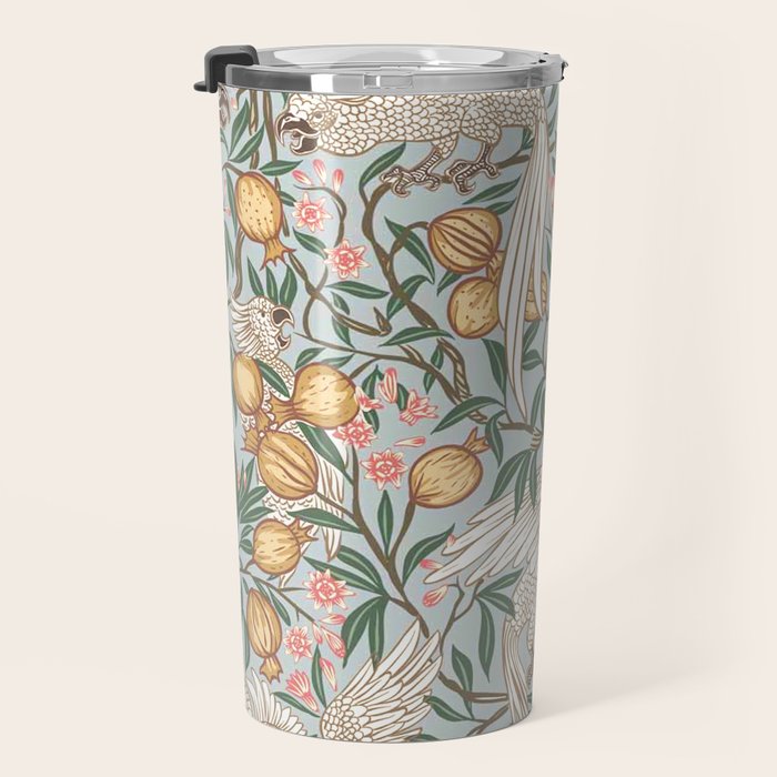 Walter Crane Parakeets Arts & Crafts Design Pale Blue Travel Mug Gallery Image 3