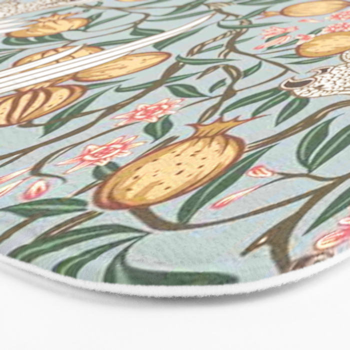 Walter Crane Parakeets Arts & Crafts Design Pale Blue Bath Mat Gallery Image 3
